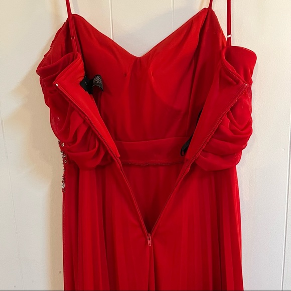 Cute rose red prom dress gown with rhinestones B. Darlin - Picture 4 of 8